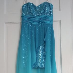 Xtraordinary Strapless Blue Sequin Dress